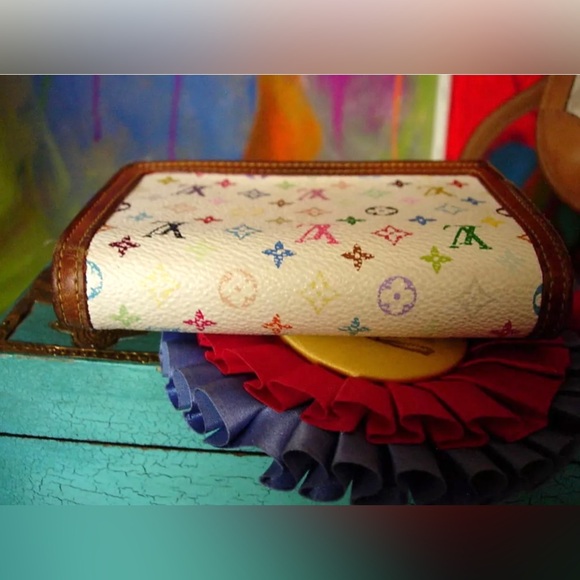 Auth Rare LOUIS VUITTON White Murakami Tresor Clutch Wallet Handbag Accessory LV - Picture 9 of 12